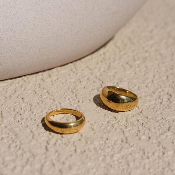 CLOSING SALE! Gold Plated Wide Dome Ring - Picture 2 of 11